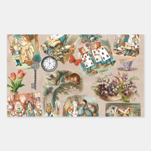 Alice in Wonderland Cheshire Catキャラクター 長方形シール (正面)