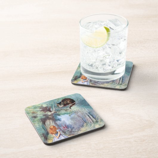 Alice in Wonderland Cheshire Cat Cork Coaster Set コースター (右側)