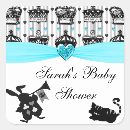 Alice In Wonderland Crowns Baby 王室の Shower スクエアシール (正面)