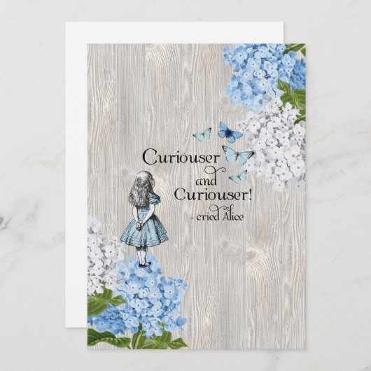 Alice in Wonderland Curiouserフローラグリーティングカード サンキューカード (正面/裏面)