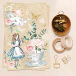 Alice In Wonderland Decoupage Alice Drink Me 薄葉紙<br><div class="desc">Beautifully designed vintage Alice in Wonderland Decoupage-themed tissue paper. Design features a mix of our own hand-drawn original florals and artwork. We've meticulously restored the iconic Alice in Wonderland vintage rabbit illustrations by hand sketching them and bringing them to life with beautiful watercolor undertones. Design features original hand-drawn vintage flowers,...</div>