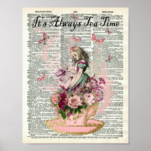 Alice in Wonderland Dictionaryページ， "Tea Time" ポスター (正面)