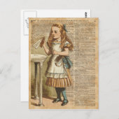 Alice In Wonderland Drink Meヴィンテージブックページアート ポストカード (正面/裏面)