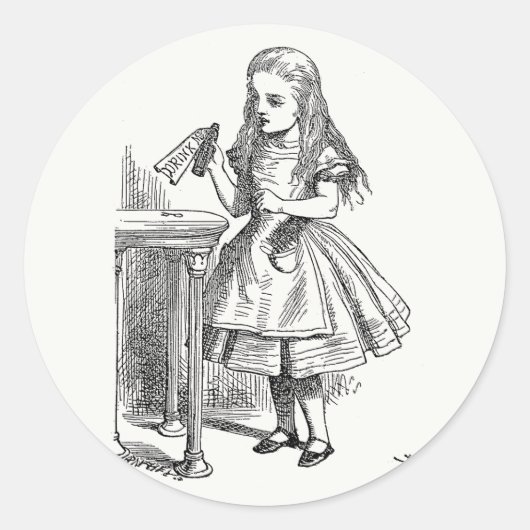 Alice in Wonderland, "Drink Me"ボトル ラウンドシール (正面)