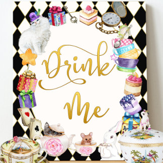 Alice in Wonderland Drink Me Table Sign ポスター