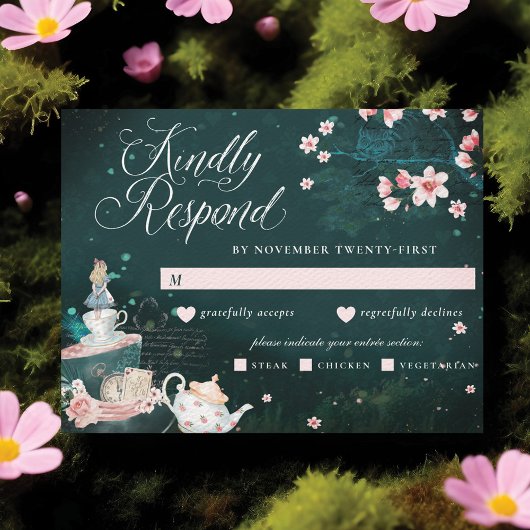 Alice In Wonderland FairytaleヴィンテージRSVPカード 出欠カード