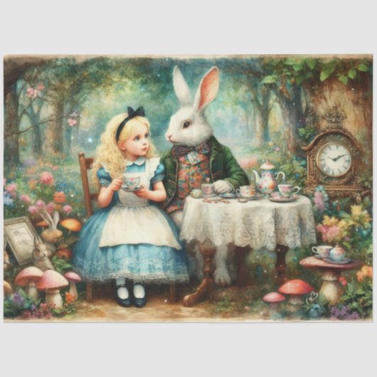 Alice in Wonderland Fairytale Tea Party Decoupage 薄葉紙 (正面)
