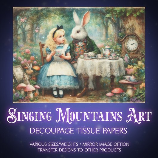 Alice in Wonderland Fairytale Tea Party Decoupage 薄葉紙
