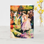 Alice in Wonderland Flamingo Croquet水彩画 カード (黄色い花)