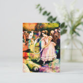 Alice in Wonderland Flamingo Croquet水彩画 ポストカード (スタンド正面)