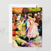 Alice in Wonderland Flamingo Croquet水彩画 ポストカード (正面/裏面)