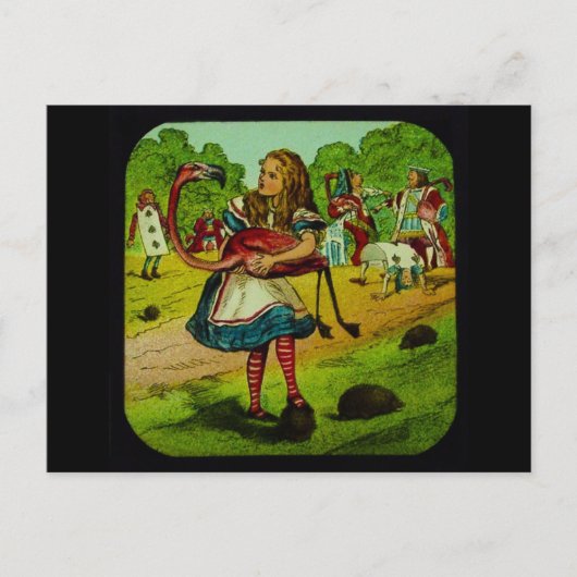 Alice in Wonderland Flamingo Croquet ポストカード (正面)