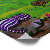 Alice in Wonderland & Flamingos Rabbit Hedgehog ポスター (角)