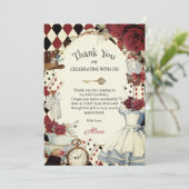 Alice in Wonderland Floral Bridal Shower Tea Party サンキューカード (スタンド正面)