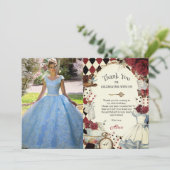 Alice in Wonderland Floral Sweet 16 Bridal Photo サンキューカード (スタンド正面)