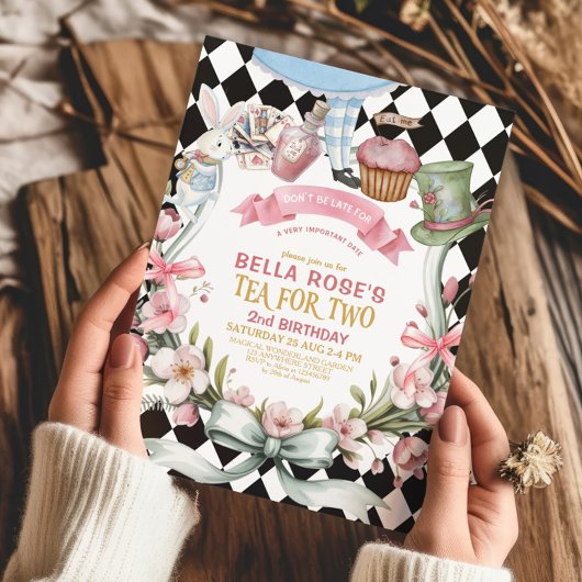 Alice in Wonderland flower 2nd birthday招待状 招待状