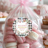 Alice in Wonderland Flower Frame 1st birthday ラウンドシール