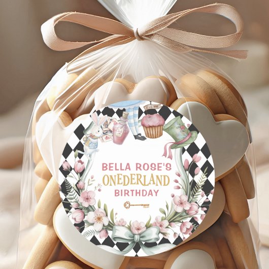 Alice in Wonderland Flower Frame 1st birthday ラウンドシール