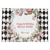 Alice in Wonderland Flower Frame 1st birthday ラージペーパーバッグ (裏面)