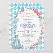 Alice in Wonderland, Girls誕生日ティーfor 2 招待状 (正面/裏面)