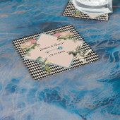 Alice in Wonderland Harlequin Black 結婚 Blue スクエアペーパーコースター