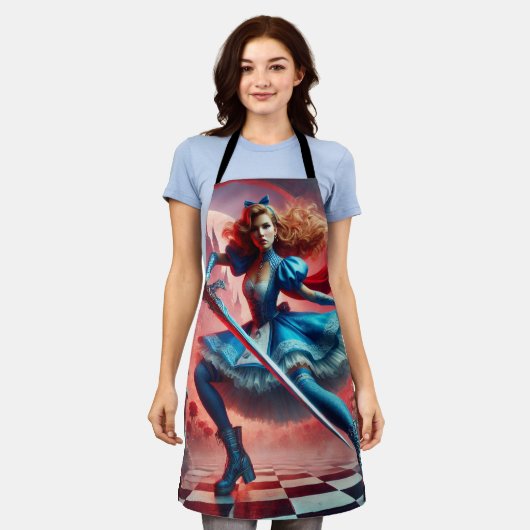 Alice in Wonderland Inspired エプロン (着用した状態)