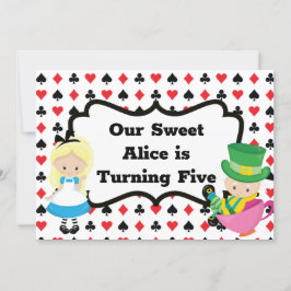 Alice in Wonderland Kidsブラックレッド誕生日パーティー 招待状