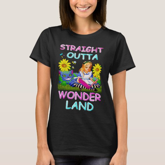 Alice in Wonderland Men Women's Kids Straight Outt Tシャツ (正面)