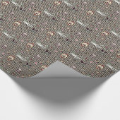 Alice in Wonderland on Black and Cream ストライプの ラッピングペーパー (角)