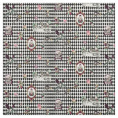 Alice in Wonderland on Black and White Harlequin ファブリック (見本)