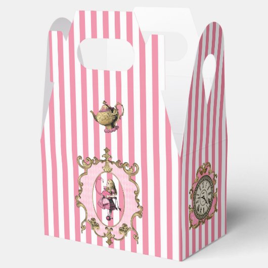 Alice in Wonderland on Pastel Pink/White ストライプの フェイバーボックス (オープン)