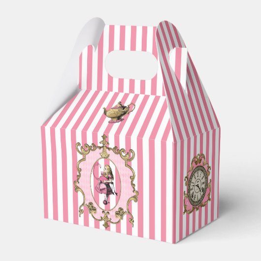 Alice in Wonderland on Pastel Pink/White ストライプの フェイバーボックス (正面サイド)