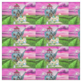 Alice in Wonderland on Teaポット背景 ファブリック (見本)