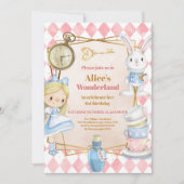 Alice in Wonderland One-derland 1st Birthday 招待状 (正面)