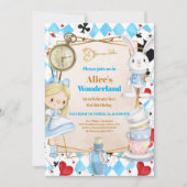 Alice in Wonderland One-derland 1st Birthday 招待状 (正面)