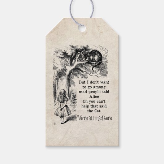 Alice in Wonderland Pack of 10 フェイク Parchment ギフトタグ (正面)