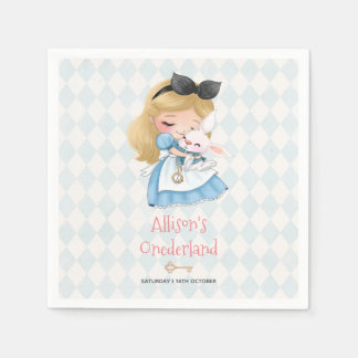 Alice in Wonderland Par-Tea First Birthdayパーティー スタンダードカクテルナプキン