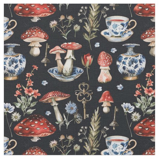Alice in Wonderland Pattern ファブリック (クローズアップ)