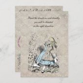 Alice in Wonderland Pink Flamingo誕生日パーティー 招待状 (正面/裏面)