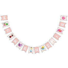Alice in Wonderland Pink Monogram誕生日パーティー バンティングフラッグ