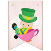 Alice in Wonderland Pink Monogram誕生日パーティー バンティングフラッグ (第2の旗)