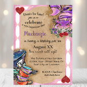 Alice in Wonderland Pink Teaパーティー 招待状