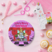 Alice in Wonderland Pink UnBirthdayメリープレート ペーパープレート (パーティー)