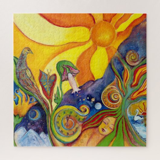 Alice In Wonderland Psychedelic Sunshine 60s Art ジグソーパズル (縦)