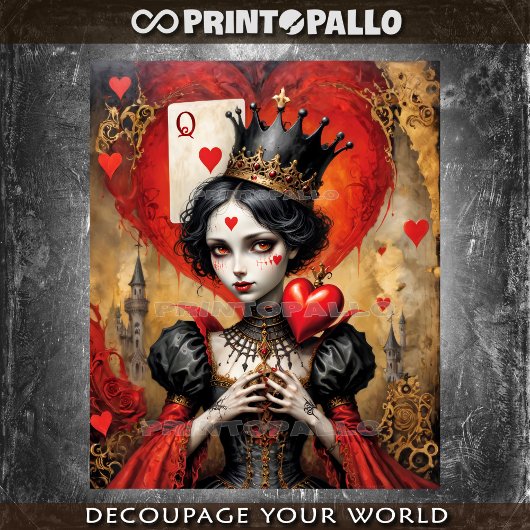 Alice in Wonderland - Queen of Hearts - Decoupage  ラッピングペーパーシート
