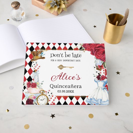 Alice in Wonderland Quinceanera Birthday Bridal  ゲストブック (正面見開き)