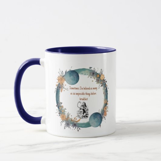 Alice in Wonderland Quote, Impossible Things Art マグカップ (左)