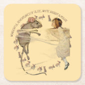 Alice in Wonderland Rabbit Mouse スクエアペーパーコースター (正面)