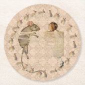 Alice in Wonderland Rabbit Mouse  ラウンドペーパーコースター (正面)