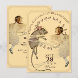 Alice in Wonderland Rabbit Mouse 招待状